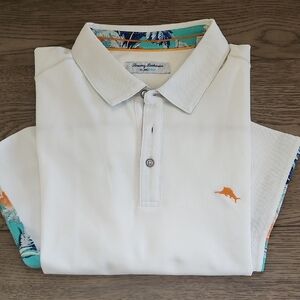 Tommy Bahama White Polo Contrast Trim. Islandzone Cotton. 2XLT Big & Tall. NWOT